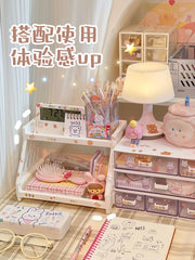 W&G Kawaii Desk Organizer Cat Paw Ins Desktop Storage Rack Double Cosmetic Display Rack Stationery Storage Rack Table Organizer