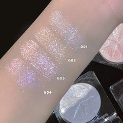Yickyue 1Pcs Diamond Glitter Eyeshadow Shiny Pearlescent Pink Brown with Flash Eye Shadow Palette Long Lasting Eyes Makeup Cosmetics