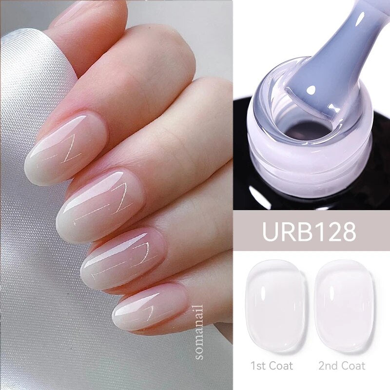 Yickyue 7ml Crystal Jelly Nude Rubber Base Gel Transparent Semi-permanent Varnish UV LED Construction Gel Nail Art Manicure