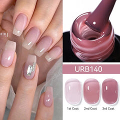 Yickyue 7ml Crystal Jelly Nude Rubber Base Gel Transparent Semi-permanent Varnish UV LED Construction Gel Nail Art Manicure