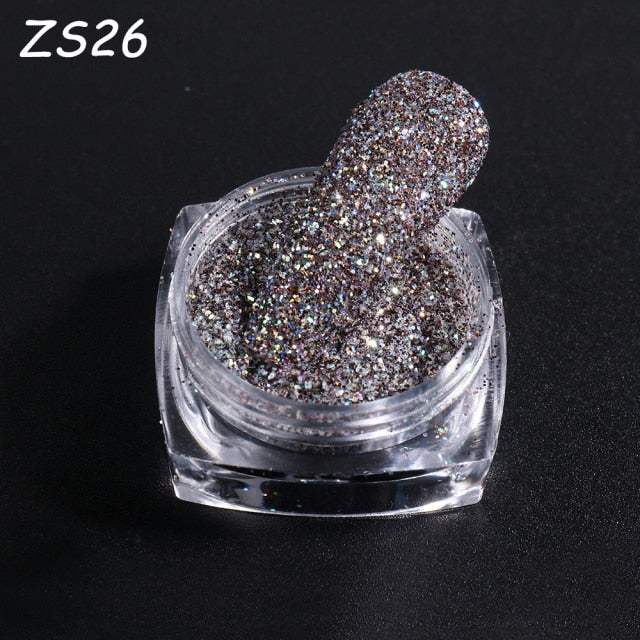 1Box Nail Glitter Sugar Powder Balck White Dip Powder Candy Sand Nail Pigment Winter Design Rub Dust Manicure Tools GLMN01-08