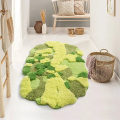 YICKYUE  -  80X140CM Green Moss Tufted Rug Villa Home Entrance/Hallway Doormat Soft Kids Room Carpet Thick Irregular Cloakroom Floor Mat