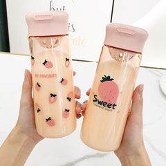 Plastic with tea, easy to handle cup, tea, lovely girl portable water cup, high temperature resistant, flower tea, anti falling