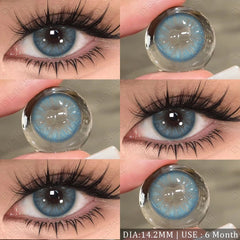 YICKYUE  Color Contact Lenses for Eyes Natural Gray Beauty Pupils Eyes Lenses Brown Contacts 1 Pair Fashion Green 6month Pupilentes