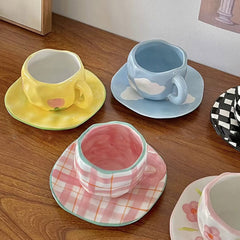 YICKYUE  -  Retro Handpainted Cup & Saucer Set