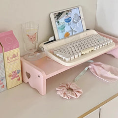 YICKYUE  -  Single-layer Young Girl's Heart Computer Height Increase Frame Desk Notebook Storage Shelf Student Dormitory Storage Bookstand
