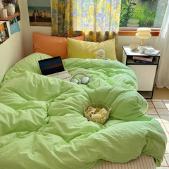 Yickyue Hot Sale Striped Cotton Bedding Set Soft & Skin-Friendly Duvet Cover Sets Japan and Korea Style Design Bed Linen Set