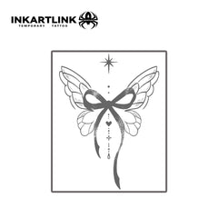 YICKYUE  -  Bow Temporary Tattoo,Lasts To 15 Days New Technology Magic Waterproof Semi Permanent Sticker.