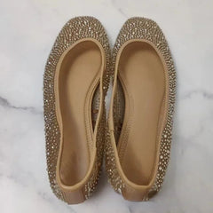 YICKYUE  -  Women's Flats Spring Casual Shoes New Shallow Round Toe Luxury Shiny Diamond Mesh Fabric Comfort Walking Ballet Flat Female