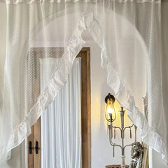 YICKYUE  -  1 Panel Lace Sheer Curtain Valance Floral Embroidered Swag Curtains Valance Tiers for Doorway Kitchen Bathroom Window Rod Pocket