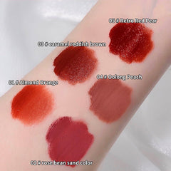 Yickyue 5pcs/set  Matte Liquid Lipstick Makeup Waterproof Long-lasting Non-Stick Cup Nude Brown Lip Tint Girl's Velvet Matte Lip Gloss