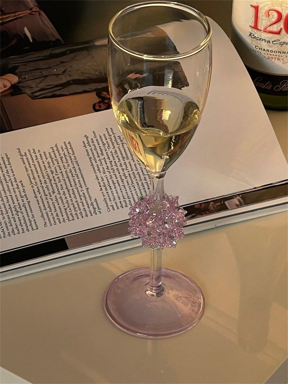 YICKYUE  -  Transparent High Borosilicate Glass Champagne Glasses, Hydrangea Flower Glass, Creative Ins, Korean Style, Ins