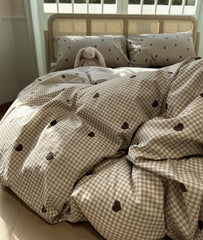 YICKYUE  -  Classic simple design heart plaid bedding set teen,twin full queen king cotton home textile bed sheet pillow case quilt cover