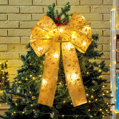 YICKYUE  -  Xmas Tree LED Light Bow Ribbon Christmas Decorations For Home Tree Topper Hanging Ornament 2025 New Year Party DIY Gifts Craft
