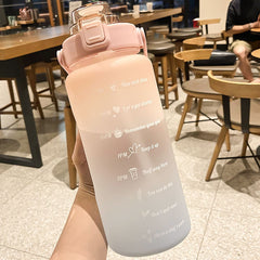 2L Sports Straw Water Bottle With Stickers Portable Large Capacity Fitness Bike Cup Summer Ice Cold Water Jug