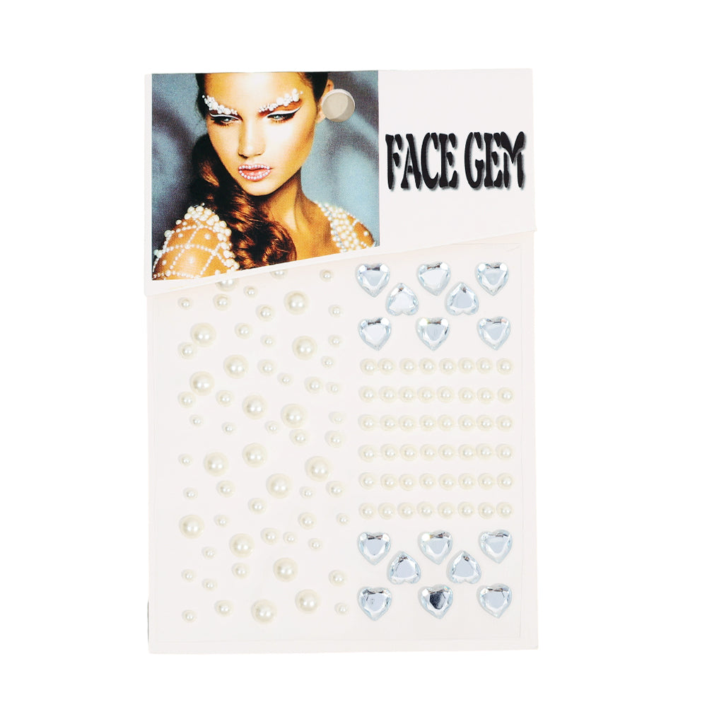 Yickyue Party Festival Makeup Pearl Heart Acrylic Eyeshadow Sticker Tattoo Jewels Gemstone DIY Decoration Face Nail Art Adhesive Decals