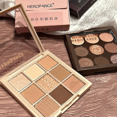Yickyue Button Knit Pattern 9 Color Eyeshadow Tray  Matte Oatmeal Eyeshadow Pigment Powder Korean Autumn Winter Makeup Kit Professional
