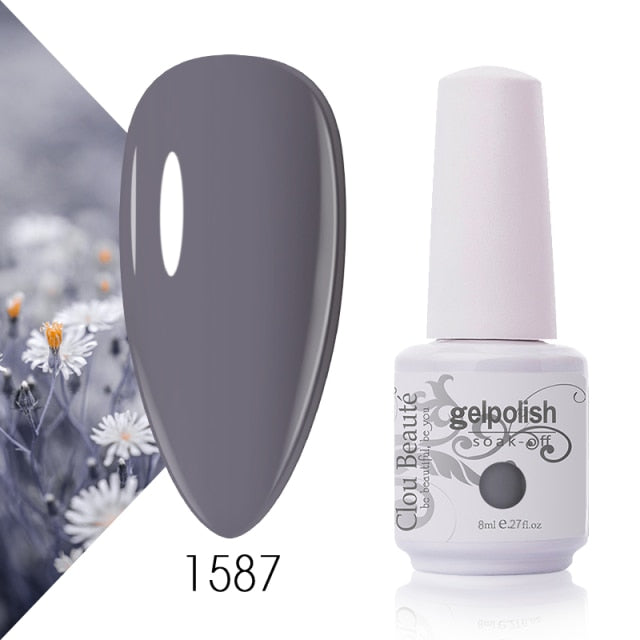 Clou Beaute Nude Colors White Pink Gel Nail Polish Varnish Nail Manicure Semi-Permanent Nail Gel Soak Off UV Lacquer Nail Art