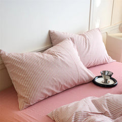 YICKYUE  Luxury 100% Cotton Yarn-Dyed 3-Piece Duvet Cover Set (1 Duvet Cover + 2 Pillowcases), Pre-Washed,Stripe Design, Bedding Set