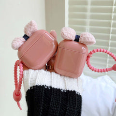 Pink bow pendant earphone case for apple airpods 3 headset cover for airpod pro 2 1 wireless bluetooth charging box for airpods