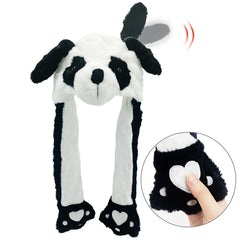 Cute Panda Ear with Move Hat Animal Soft Plush Toys Jumping up Ear Hat Funny Dress up Kawaii Party Cap Gift for Adult Kids