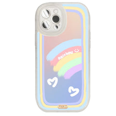 Laser love heart cute smiley rainbow silicone soft phone case for iphone  13 Pro 12 11Pro Max Xs Xr 7 Plus X cover Lens protecti