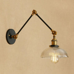 YICKYUE  -  Antique Design Glass Swimming Arm Wall Lamp Retro Reading Lamp Bedside Home Industrial Led Wall Lights Fixture Black Gold Rustic