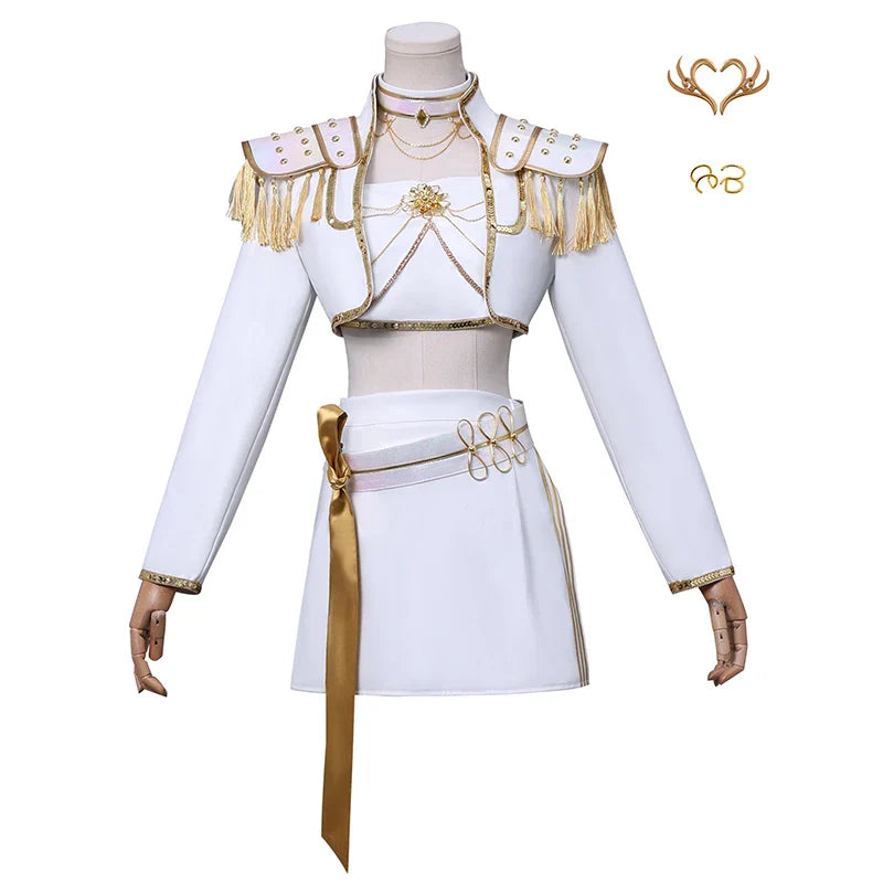 YICKYUE  Rumi Zoey Mira Cosplay Costume Wig Women Girls White Leather Suit Halloween Carnival Party Comic-con Role Playing Outfit