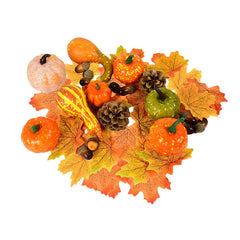 50Pcs/Lot Mini Simulation Pumpkin Gourd Maple Leaf Pine Cones Props Happy Halloween Harvest Thanksgiving Party Home Decoration