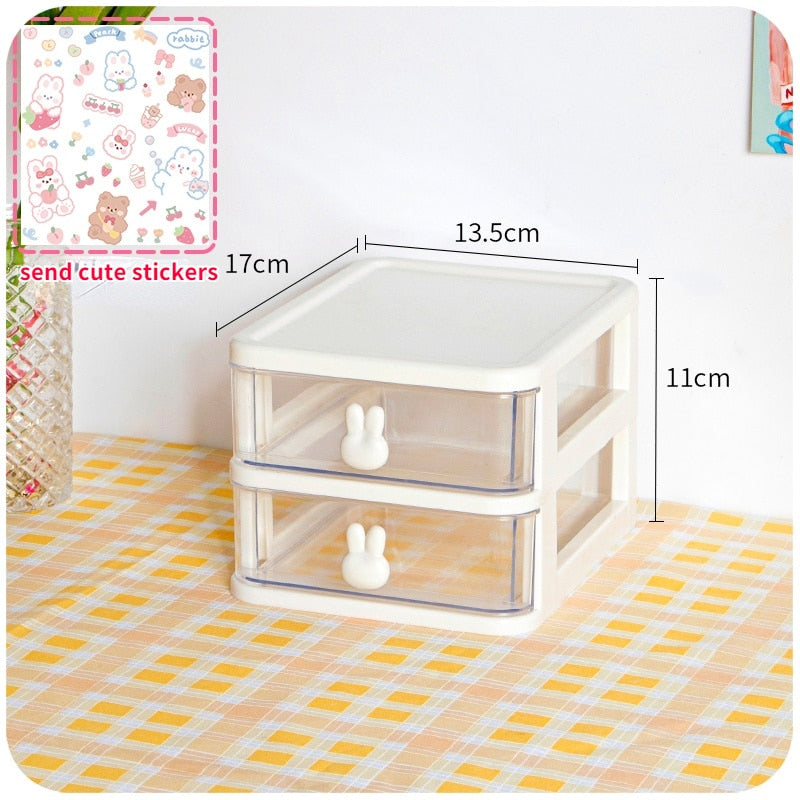 Kawaii Stationery Drawer Storage Boxes Desktop Student Ins Drawer Pen Holder Office Organizers New Small Debris Rack Cute