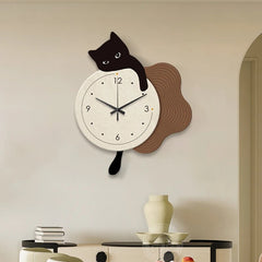 Yickyue Cats Kawaii Wall Clocks Stylish Nordic Cute Modern Clock Wall Background Quartz Classic Funny Reloj De Pared Home Decor Interior