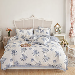 Yickyue French style Bedding Set Bed Sheet And Pillowcases Quality Quilt Cover 100% Cotton Bed Set Queen King Size Bed Cover Set