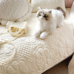 YICKYUE  -  French Retro Cotton Sofa Cover for Living Room Home Decor Quilting Embroidery Sofa Cushion Back Towel Anti-slip Sofa Cover Cloth