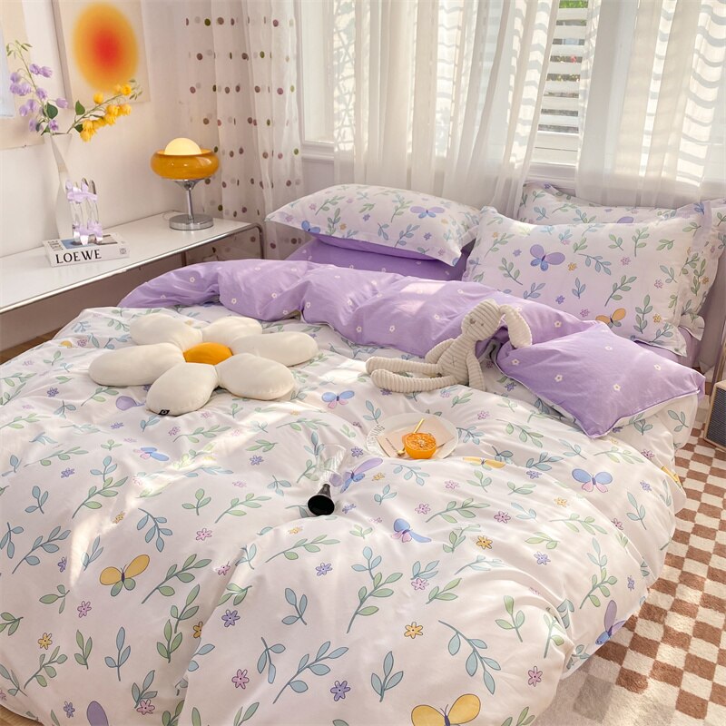 Yickyue 100% High Quality Cotton Bedding Set 3pcs 1 Duvet Cover 2 Pillowcases, 16 Sizes,Customizable