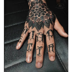 YICKYUE  -  Hand Back Finger Dark Waterproof Temporary Tattoo on Hand Black White Rose Cross Spider Web Fake Tattoo Mandala Tattoo Stickers