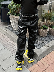 Hearujoy Men'S Street Style Pants, Loose Fit Mid-Waist Regular Length with Multiple Pockets, All-Season Solid Color Polyester 50% Polyurethane 50% Fabric, Zipper Fly Closure, Woven Weave for Going Out