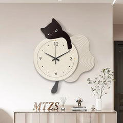 Yickyue Cats Kawaii Wall Clocks Stylish Nordic Cute Modern Clock Wall Background Quartz Classic Funny Reloj De Pared Home Decor Interior