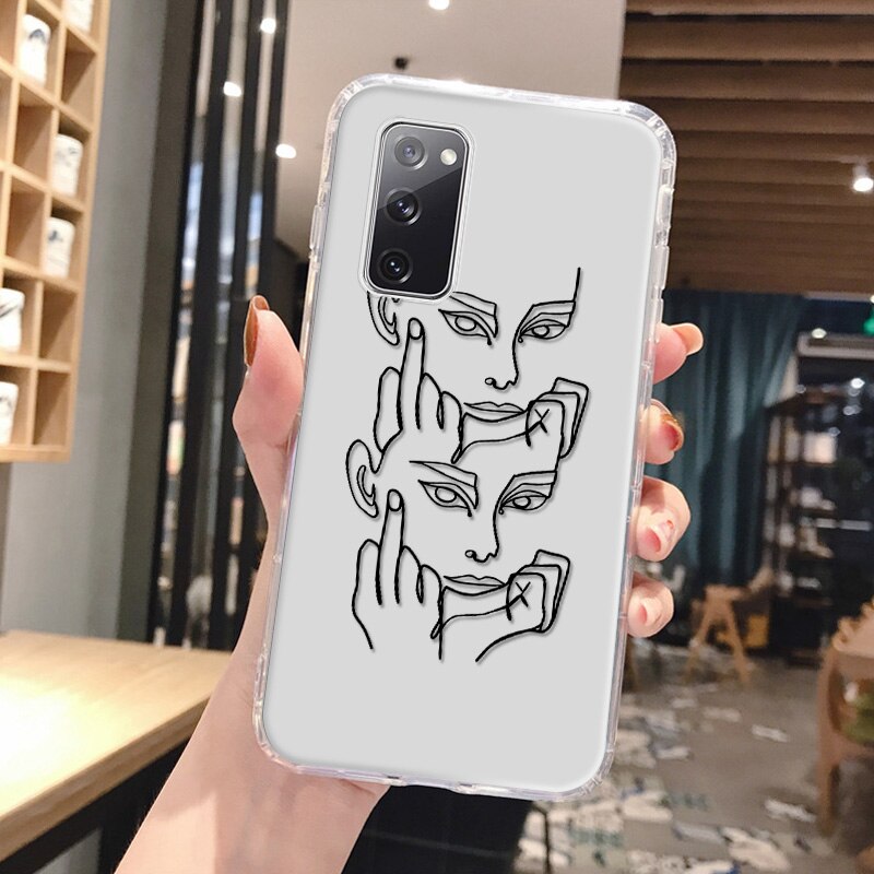 Abstract Case For Samsung S10 Case S20 Plus S21 FE S22 Note 20 Ultra Clear Funda For Samsung S22 Plus M51 M32 M31 M21 Soft Cover