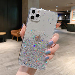 Star Glitter Sequin Transparent Phone Case For iPhone 11 12 Pro MAX Mini XS X XR 7 8 Plus SE 2  Silicone Shockproof Cover