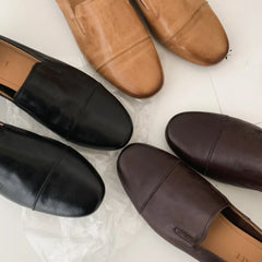 YICKYUE  -  Women's cow leather round toe slip-on 3.5cm thick low heel loafers high quality soft comfortable casual female OL style shoes