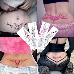 YICKYUE  -  Hot Girl Wings Tattoo Sticker Temporary Waterproof Sexy Pink Flame Fashion Back Body Art Fake Tattoo Woman Tatuajes Temporales