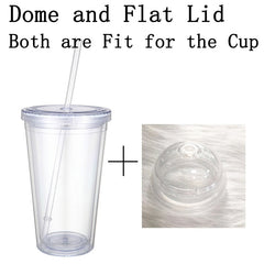 20oz Milk Tumbler with Dome Lids Double Wall Plastic Drink Cups With Straw Reusable Clear Water Bottle Transparent Fruit Cup