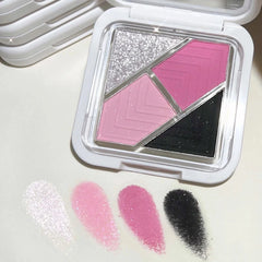 YICKYUE  -  4 Colors Eye Shadow Palette Matte Glitter Green Eyeshadow Blue Pink Black Eye Shadow Pigments Shadow Professional Makeup Palette
