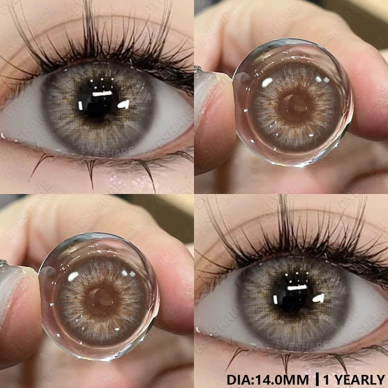 YICKYUE  -  1Pair Colored Contact Lenses with Prescription Green Myopia Lenses Gray Pupils Lens Natural Contact Lenses for Eyes