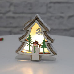 New Christmas Ornaments Christmas Lights Luminous Wooden Pendant Cute Small Christmas Gift Decoration Ornaments