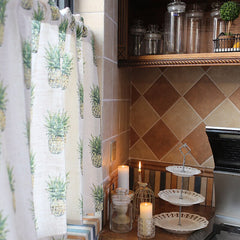 Yaapeet Short Curtain For Kitchen Door Half Cortinas Mediterranean American Style Fresh Pineapple Print Cotton Slub Rideau Deco