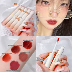 Yickyue 5pcs/set  Matte Liquid Lipstick Makeup Waterproof Long-lasting Non-Stick Cup Nude Brown Lip Tint Girl's Velvet Matte Lip Gloss