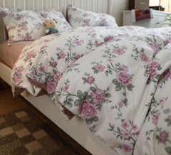 YICKYUE  -  French sweet floral pink bedding set 1.2 1.5 1.8 2.0,twin full queen king cotton home textile bed sheet pillow case quilt cover