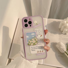 Cartoon rabbit painting ins flower phone case silicone cover for iphone xr x xs max 8 7 plus 11 12 mini pro max capa conque