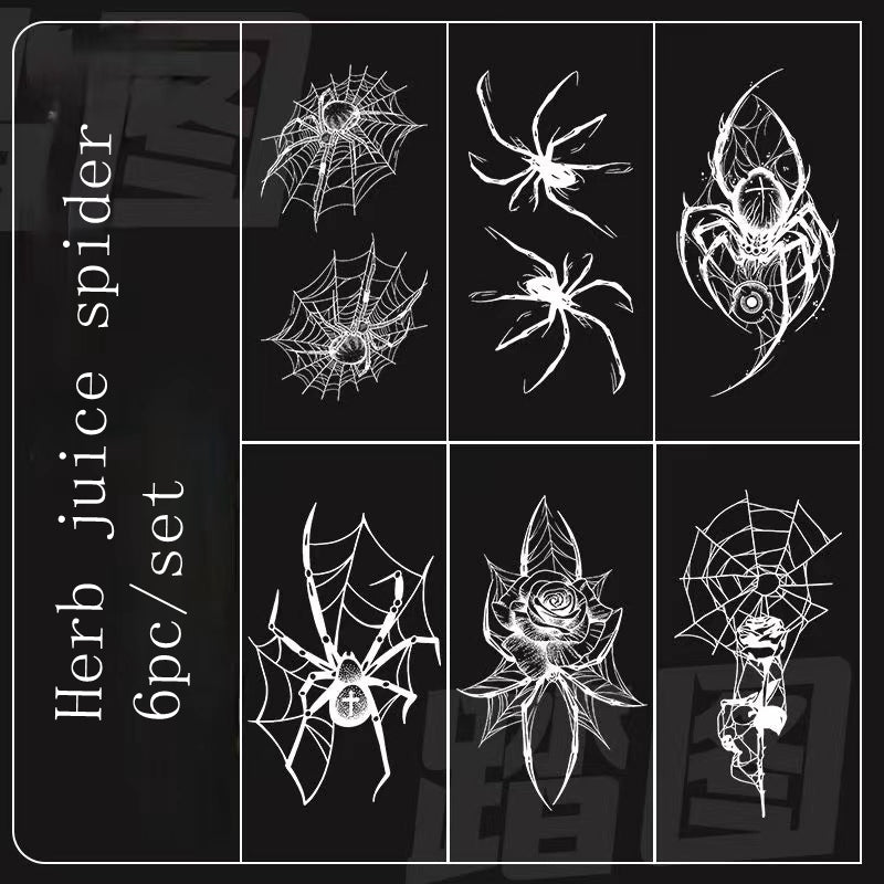 YICKYUE  -  6pc/Set Herbal Juice Spider Suit Waterproof  Durable Fake Tattoo for Men Women Arms Legs Semi-permanent Tattoo Temporales Art